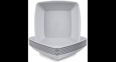 Diep Borden Plastic Grijs 17,5 cm, 500 ml 6 stuks - Set - Soepbord - Diepe Borden - Pastabord