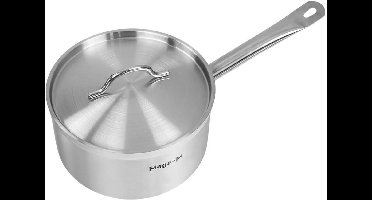 Mega-M PRO Gastronomische Steelpan met Deksel - 5 Liter - Ø 22 cm - RVS - Sandwichbodem - Voor alle Warmtebronnen (ook Inductie) - Hoogte 12 cm