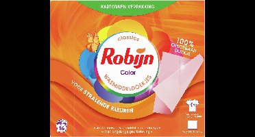Robijn Classics Color Wasmiddeldoekjes 16 wasstrips