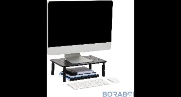 Boraboi® Monitorstandaard - Verstelbaar - RVS - Zwart