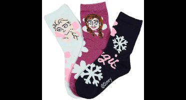 Frozen Sokken Kinderen – 3 Paar – Elsa & Anna – Maten 31-34 – Katoenmix – Officiële licentie