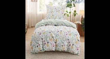 Dekbedovertrek - Gebloemd - 135x200 cm - Microvezel - Groen