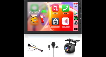 2-DIN Autoradio – Carplay Radio – Android Auto Radio – Autostereo – GPS Navigatie – 7 Inch IPS Scherm – Bluetooth & WiFi Connectivity