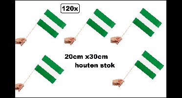 120x Luxe Zwaaivlaggetjes op houten stok Rotterdam 20cm x 30cm - Luxe zwaai vlaggetjes thema feest voetbal festival uitdeel
