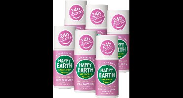 Happy Earth Bundel Deodorant Roller Lavender Ylang - 100% Natuurlijk - 24 uur Bescherming - 6x75mL – Aluminiumvrij – Alcoholvrij – Microplasticvrij – Voordeelverpakking