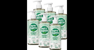 Happy Earth Bundel Was & Badgel Baby & Kids - 100% natuurlijk - Microplasticvrij - 0% SLS/SLES - Babyverzorging – Zeepvrij – Geschikt voor pasgeborenen – 6 x 300mL - Voordeelverpakking