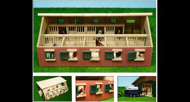 Kids Globe Paardenstal Hout Met 9 Paardenboxen 1:32