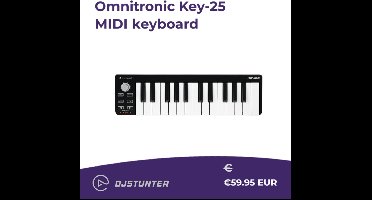 Omnitronic KEY-25 – MIDI Controller – 25 toetsen – Mini – Arpeggiator