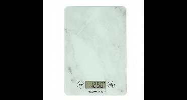 Keukenweegschaal Digitaal - 1 g tot 5 kg Nauwkeurige Meting - 21,5 x 15 cm - Tarra-functie - Helder LCD Display - Precisie Weegschaal Eten - Keuken Accessoires - Kitchen Scale - Kookweegschaal - Wit Marmer - Löwenthal