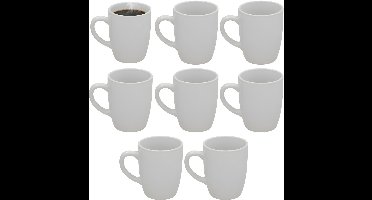 Gerimport Koffie / thee mok Mika - 8x stuks - wit - 240 ml - mokken - keramiek