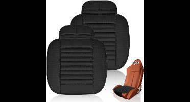 Waterdicht autostoelkussen, 2 stuks, universele voorstoelen, autostoel, crotector met 2 spankoppen, 2 ijzeren haken, zitkussen voor de auto, wasbaar, PU-leer, zwart