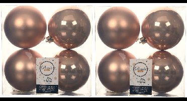 Decoris Kerstballen - 8x st - toffee bruin - D10 cm - kunststof - kerstversiering