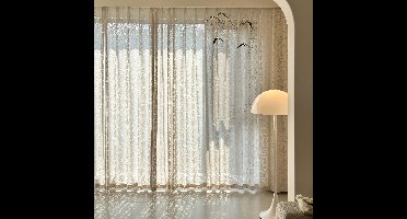 Transparante Vitrage Gordijnen met Bloemenpatroon – Set van 2 – Wit – Lichtdoorlatend – Met Tunnel voor Gordijnroede