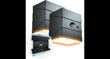 FlinQ Solar TwistCube USB-C 2-pack - Transformeerbaar in 4 vormen - Solar Wandlamp Buiten - USB-C Oplaadbaar - Buitenlamp op Zonne Energie met Bewegingssensor - LED Tuinverlichting met Dag en Nacht Sensor - Buitenverlichting