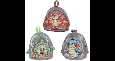PIA Soft Toys-Set van 3 Dino rugzakken 3 ass. 30cm x 24cm x 8cm