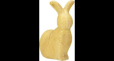 Home & Styling Decoratie paashaas / konijn - geel - dolomiet - 14 cm - paasdecoratie