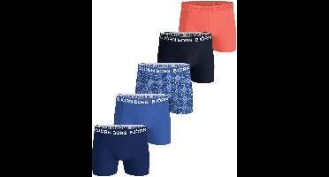 Björn Borg jongens cotton stretch 5P boxers basic print blauw & oranje