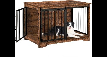 Zolara Hondenbench - Meubel - Hout - 100 cm - Hondenkooi - Vintage bruin - Hondenhok voor middelgrote honden
