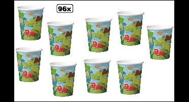 96x Beker Dinosaurus 210ml karton - Dino thema feest party