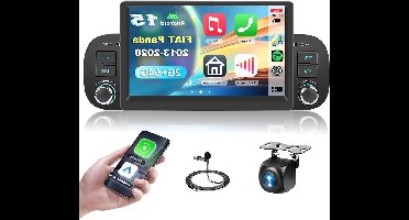 7" Autoradio FIAT Panda – Inbouw Radio – Multimedia Systeem – Navigatie Unit – Touchscreen Radio – Android 15 – Draadloos CarPlay & Android Auto