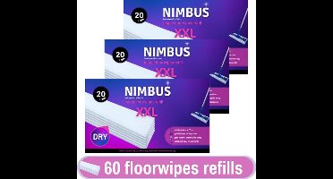 NIMBUS Magic Floorwipes Refill XXL (60x) - Droge Vloerdoekjes 46cm x 27cm - Geschikt voor Swiffer