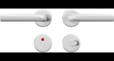 AXA Binnendeurbeslag set (Klik) Aluminium geslepen: Kruk (model L) op rozet voor toilet/badkamer