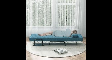 Bankbed – Slaapbank – Bedbank – Loveseat – Logeerbed – 4-in-1 Verstelbare Fauteuil – 6-standen Rugleuning – Metalen Frame – Afneembaar Kussen – Linnenstof