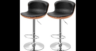 Barstoel – Barkruk – Barstoelkruk – Bistrostoel – Keukenkruk – Verstelbare Zithoogte 85-106 cm – Draaibare Zitting – Zwart Kunstleer Met Metaal
