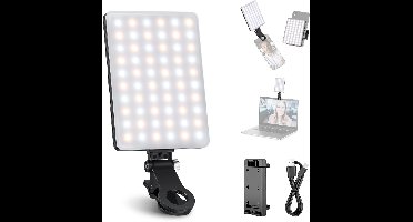 NEEWER NL-60AI Selfielampje voor telefoon met voor- en achterclip, 60 LED, 2000mAh oplaadbaar, CRI95+, 3 modi, draagbare clip-on invulverlichting voor tablet, computer, laptop, Zoom-gesprekken, TikTok-video's