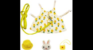 Oneay Konijnentuigje en riem, konijnenkleding voor konijnen, cavia's, tuigje, vest en riem voor konijnen, fretten, cavia's, konijnen en hamsters.