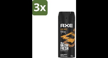 3 x Axe - Deodorant Bodyspray - 48hrs Non Stop Fresh - Wild Spice - Wild Spices & Cedarwood - 150 ml - Axe Wild Spice - Deodorant Bodyspray - 48 Uur Fris - Anti-geur - Cederhout Geur