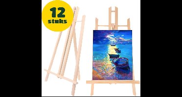Budgetland Schildersezel [12 Stuks] – 50 cm – Schildersezel tafelmodel - Inklapbare Schilderstandaard – Tafelezel - Hout - Voor Doeken tot 42 cm – Schildersezel voor Volwassenen - Schilderezel – Ideaal voor Schilderen, Presentaties & Workshops