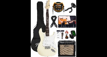 Finesse Elektrische Gitaar met Versterker - met Videocursus - Gitaar - Volwassenen - Kind - Crème