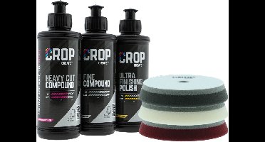 CROP Auto Polijst Set 125mm - Professionele Car Detailing - Heavy Cut, Fine Cut en Ultra Finishing Polish - Complete Polijstschijven Set voor Autoak