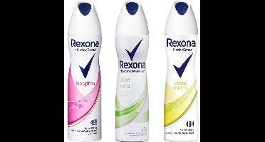 Rexona Deo Spray - MIX - Biorytm / Aloe Vera / Stress Control - Voordeelvepakking 3 x 150 ml