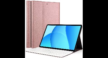 Hoes met toetsenbord geschikt voor Oppo Pad SE (11 inch - 2025) / OnePlus Pad Lite - Keyboard Book Case Cover Hoesje Rosegoud