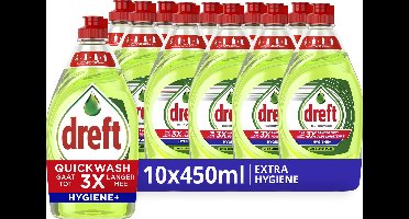 Dreft Quickwash Extra Hygiëne Vloeibaar Afwasmiddel - 10 x 450 ml