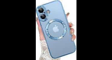 Magsafe Hoesje Geschikt voor iPhone 17 hoesje Transparant / Blauw - Lens beschermer – backcover