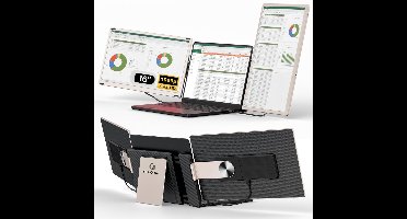 Portable Monitor 16" Inch Tri Screen - Geschikt voor laptops van 13" t/m 17.3" Inch - Gratis Reistas - Laptop scherm extender - Draagbare monitor - 16 inch monitor