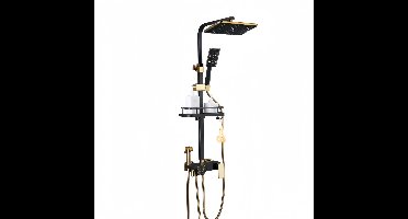 Thermostatische douchekraanset zwart goud-baddouchekraan-douchekop met handdouche-Digitale warm-koude douchekraan-regendouchekop-douchekop-doucherek