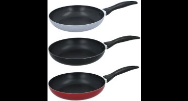 Alpina Koekenpan Inductie – Set van 3 Stuks – 20 cm – Zwart & Grijs & Rood – Hapjespannen met Anti-Aanbaklaag – PFOA-vrij – Geschikt voor Alle Warmtebronnen