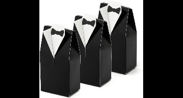 PartyDeco cadeaudoosjes Bruidegom - Bruiloft - 80x - zwart/wit - 7 x 9 cm - mini goody bags - uitdeel verpakkingen
