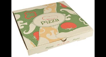 100 Pizzadozen, Cellulose pure hoekig 26 cm x 26 cm x 3 cm