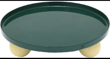 Present Time - Dienblad Double Funky Rond Large - Retro green & soft yellow