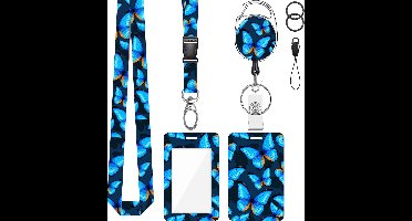 Keycord met Uittrekbare Sleutelhanger & Badgehouder - Afneembare Lanyard - Trekkoord Badge Pashouder - Clip Keykoord - Intrekbare Houder voor Kaart/Sleutels - Universeel Telefoon, GSM Koord - Sleutelkoord/Nekkoord - Telefoonkoord Ketting