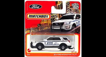 MATCHBOX FORD INTERCEPTOR UTILITY 2016 NYPD POLICE WHITE 95-100 1:64 METAL