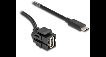 USB-A haaks (110° boven) Keystone module - USB-C (m) | USB2.0 | zwart | 1,5 meter