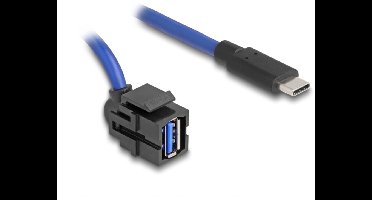 USB-A haaks (110° boven) Keystone module - USB-C (m) | USB3.0 5 gbps | zwart | 0,50 meter