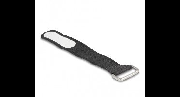 Klittenband kabelbinders met gesp en label 127 x 20mm / zwart (5 stuks)