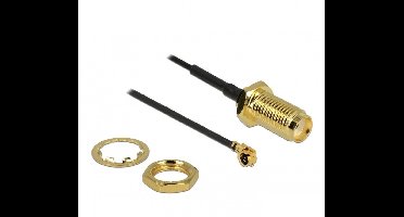MHF I (v) - SMA (v) kabel - Micro Coax (1,13 mm) - 50 Ohm / zwart - 0,05 meter